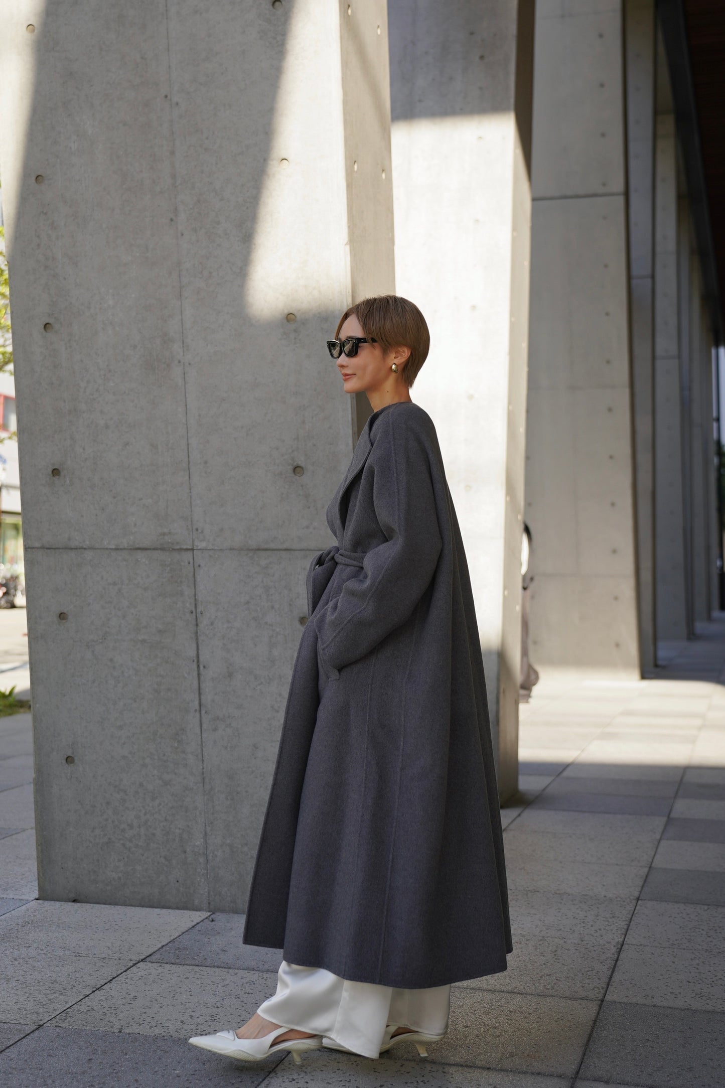 【予約販売1月下旬配送】 SUPER140ロングリバーコート【GRAY】