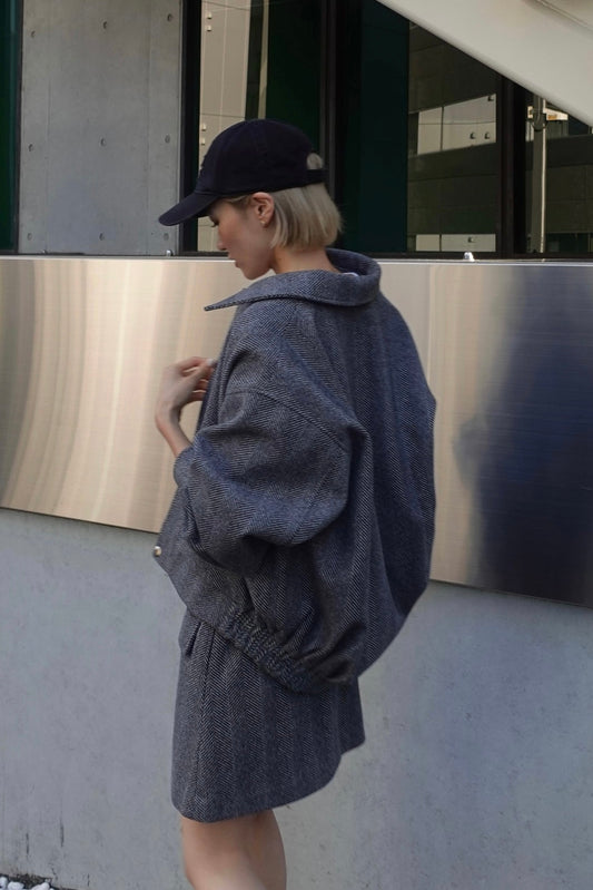 ヘリンボーンブルゾン【GRAY】