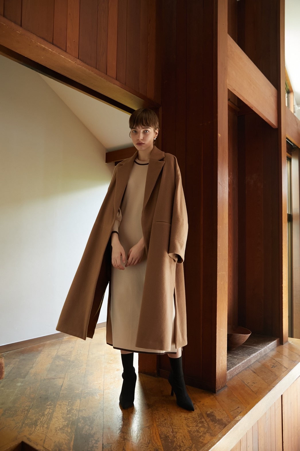 配色ニットワンピース【BEIGE】