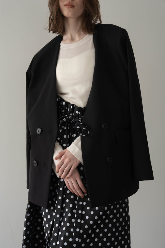 ノーカラージャケット【BLACK】