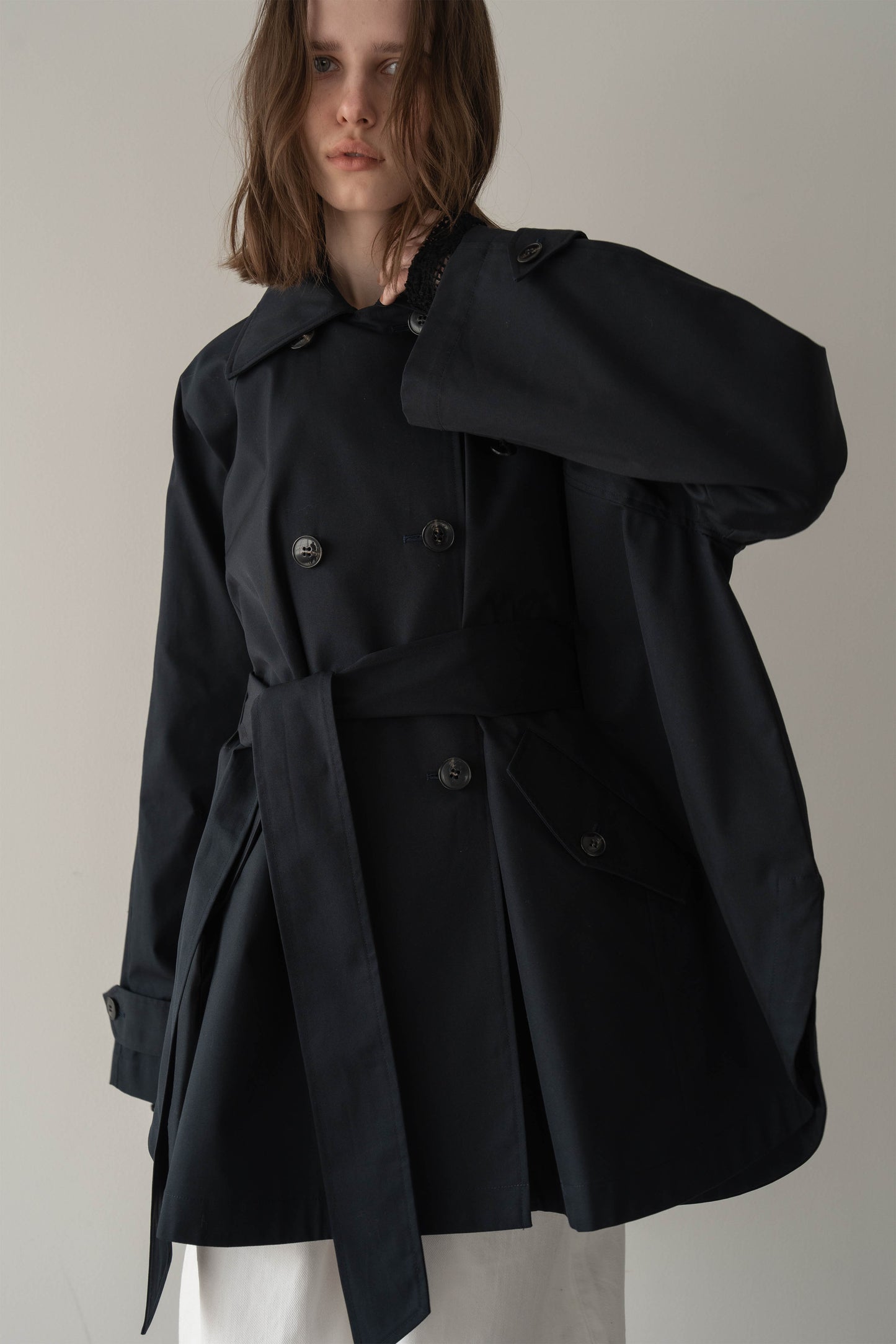 ケープトレンチコート【NAVY】