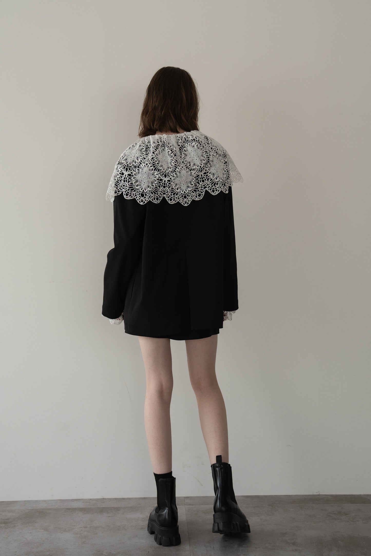 ノーカラージャケット【BLACK】