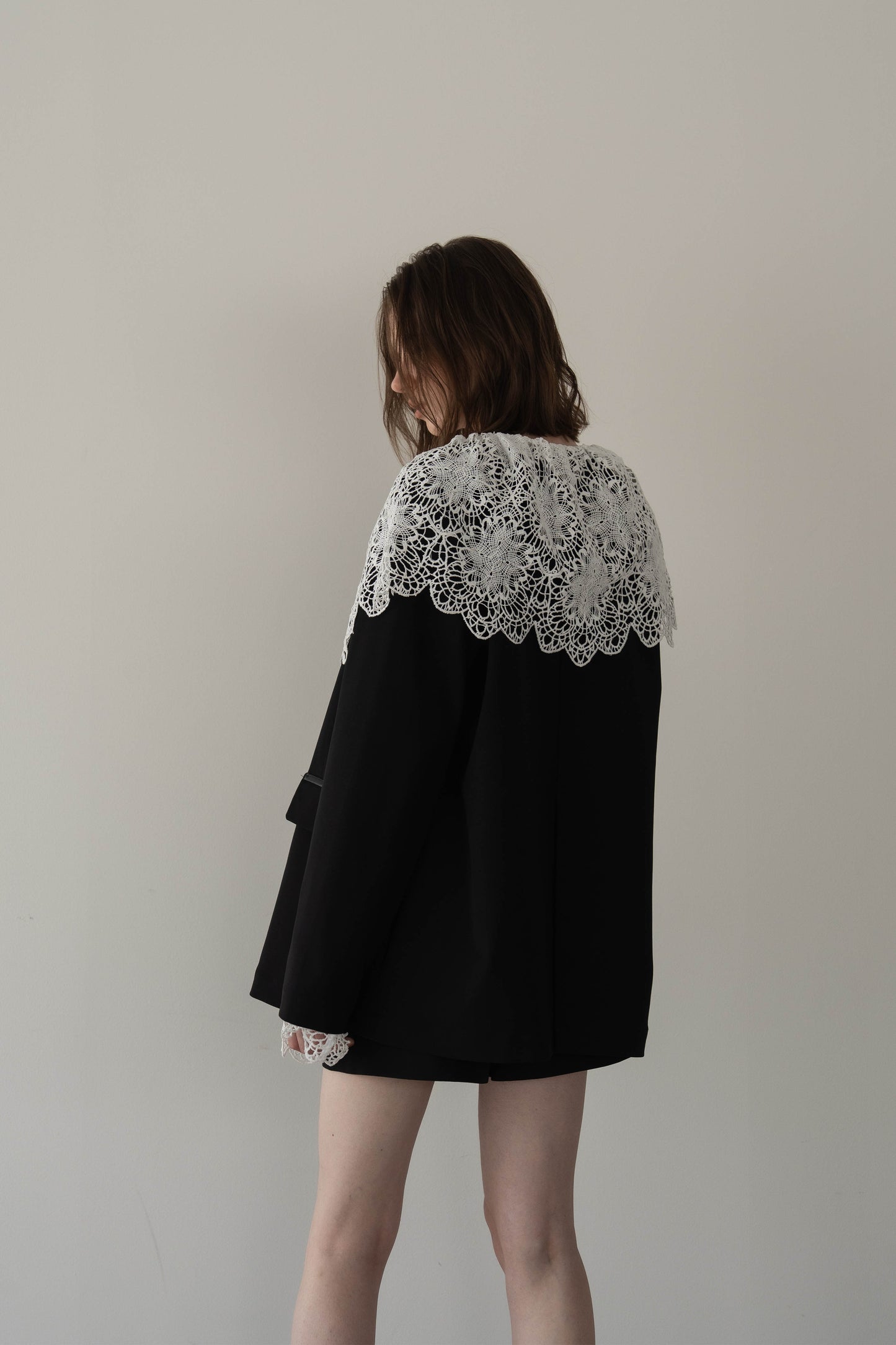 ノーカラージャケット【BLACK】