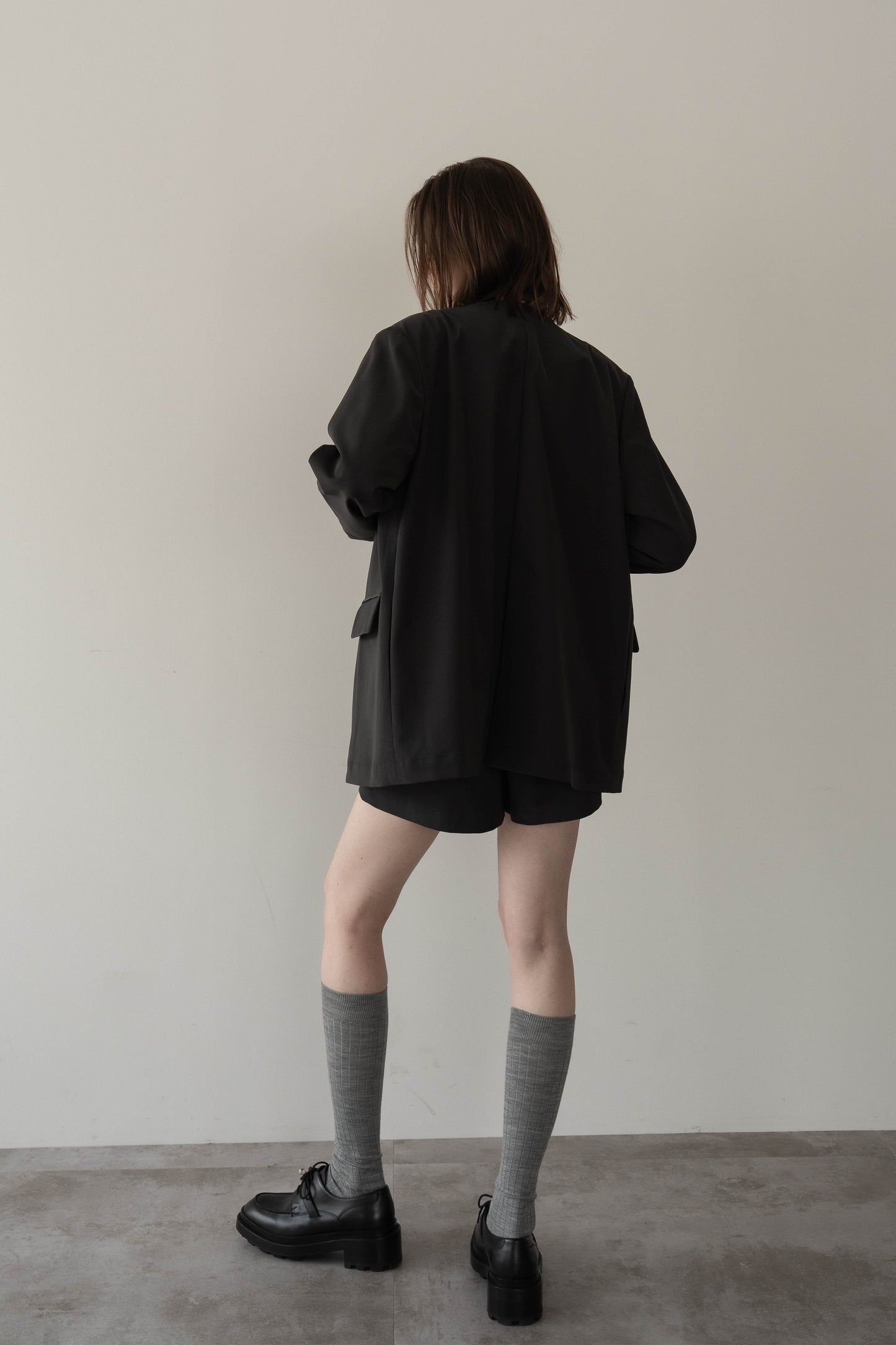 ノーカラージャケット【GRAY】