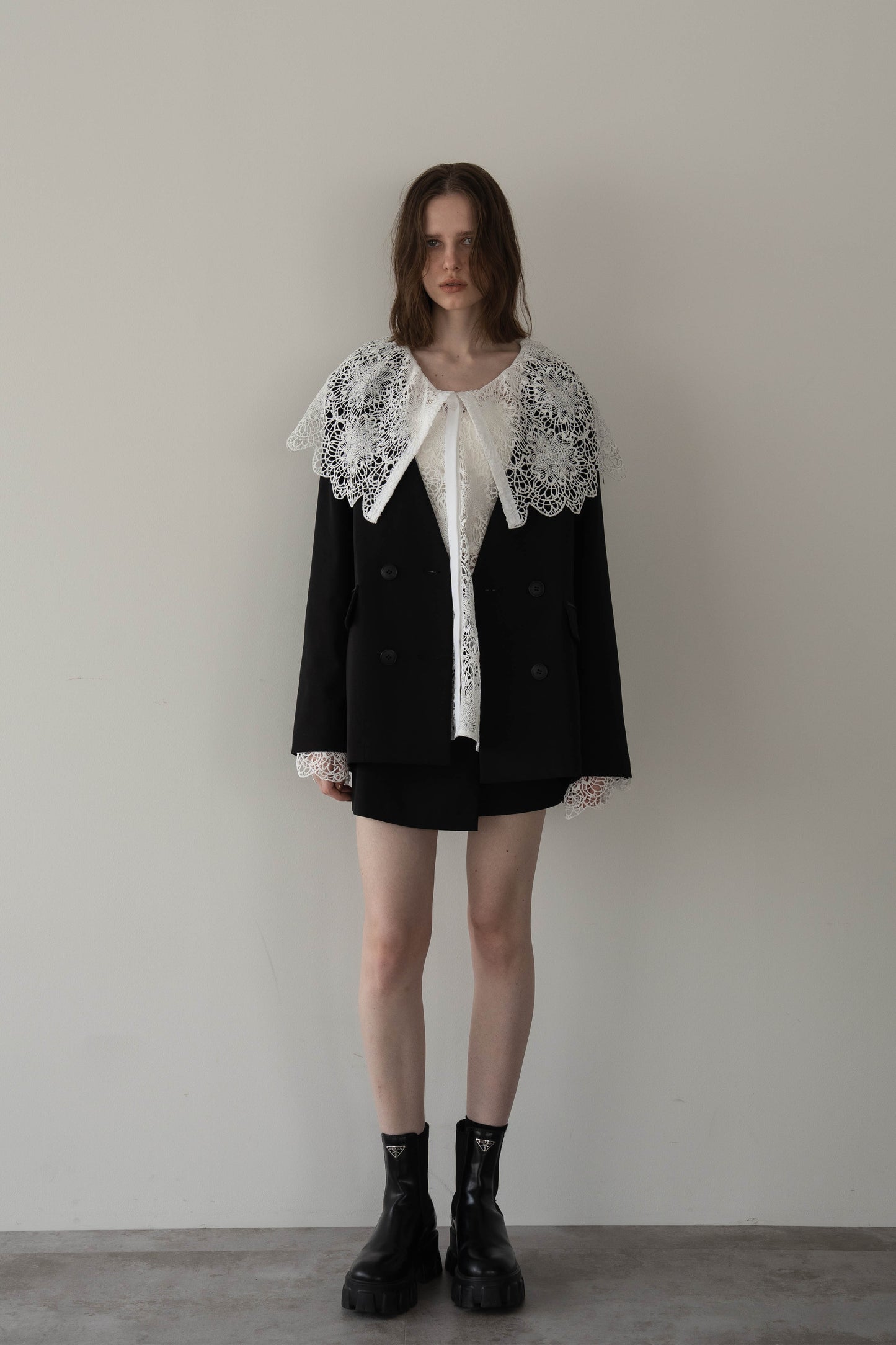 ノーカラージャケット【BLACK】