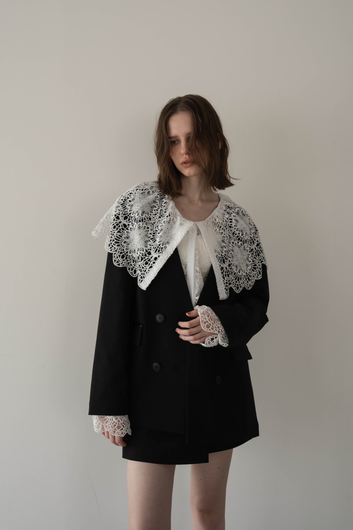 ノーカラージャケット【BLACK】