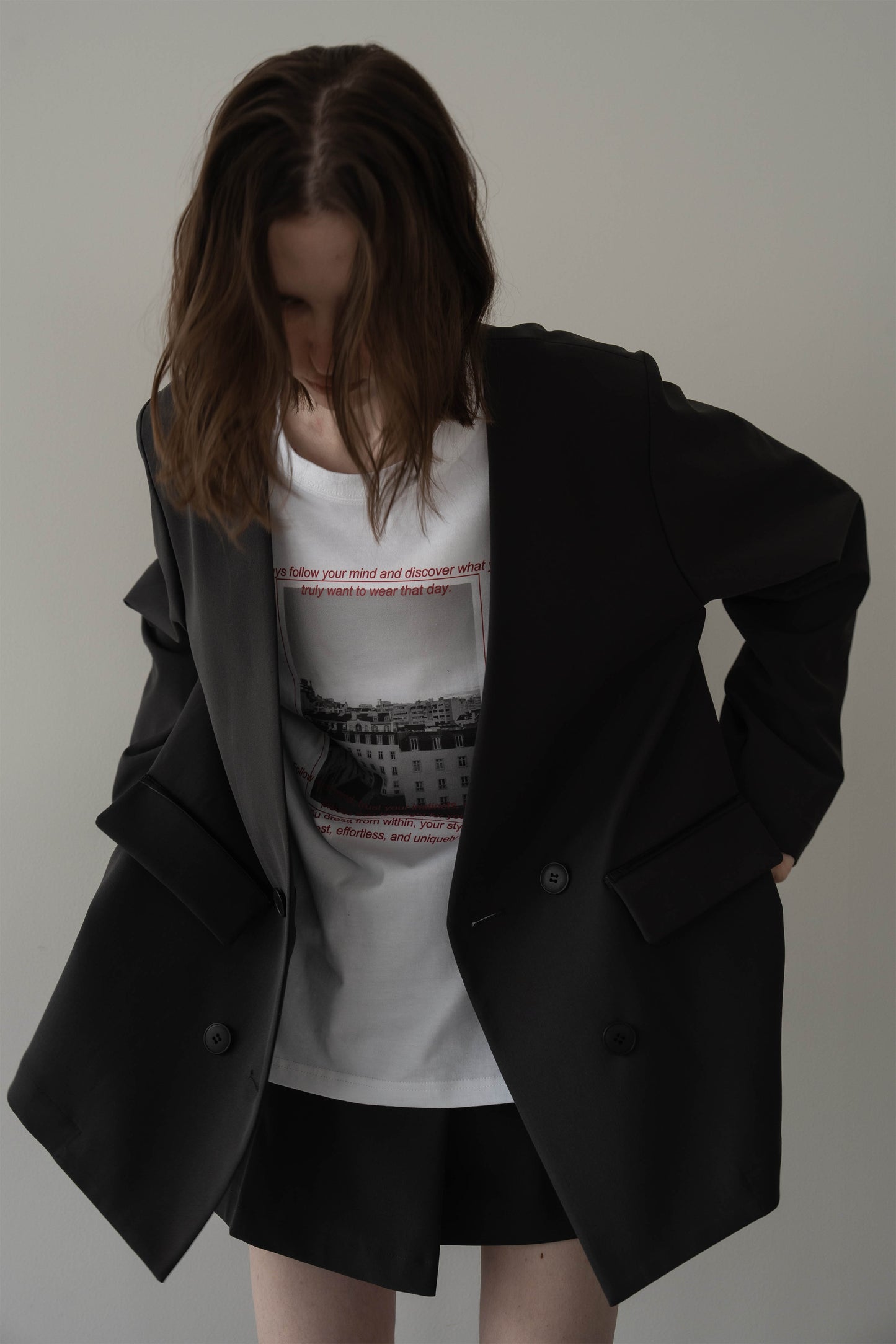 ノーカラージャケット【GRAY】