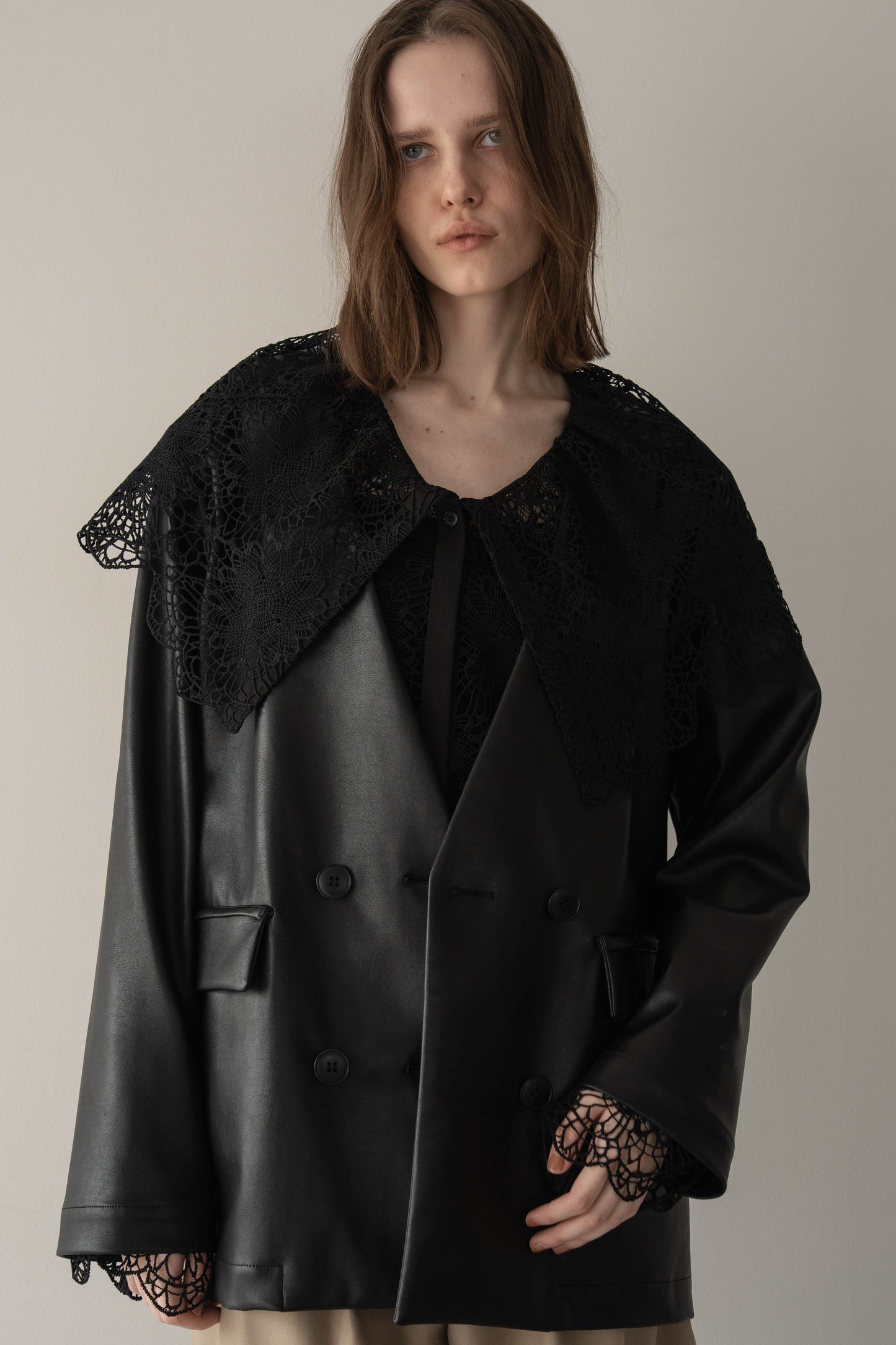 ビックカラーレースシャツ【BLACK】