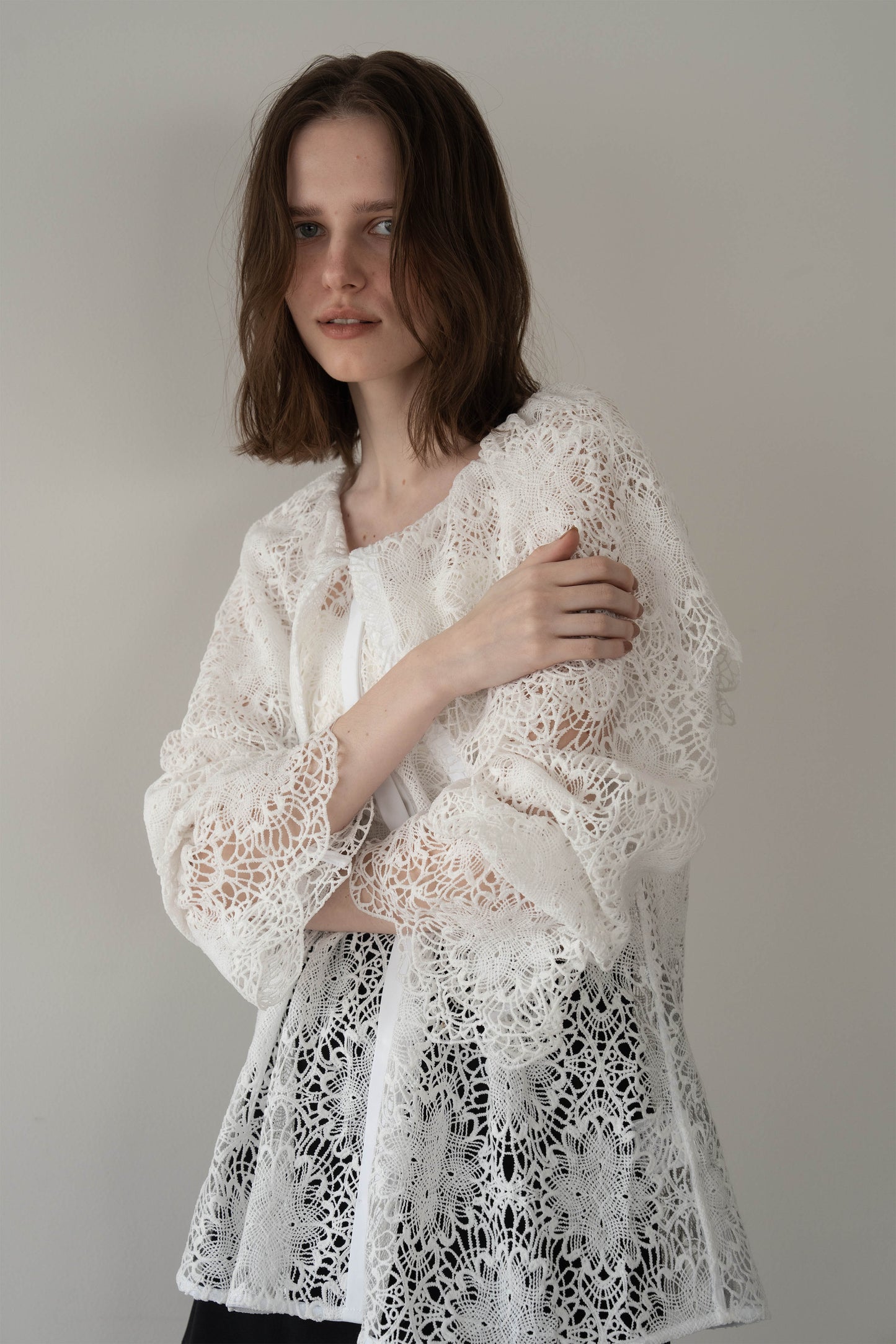 ビックカラーレースシャツ【WHITE】