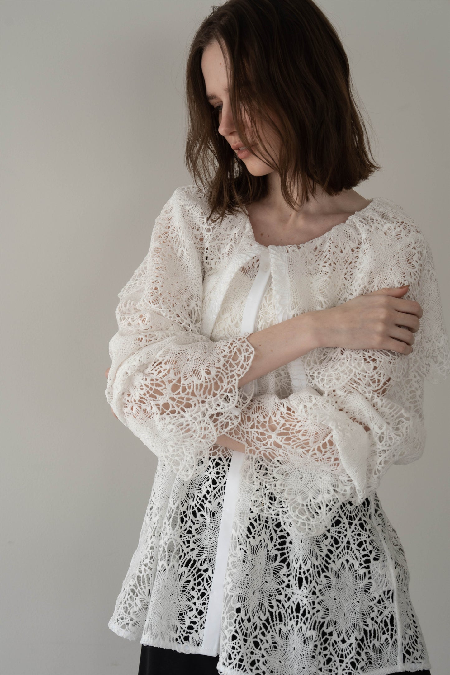 ビックカラーレースシャツ【WHITE】