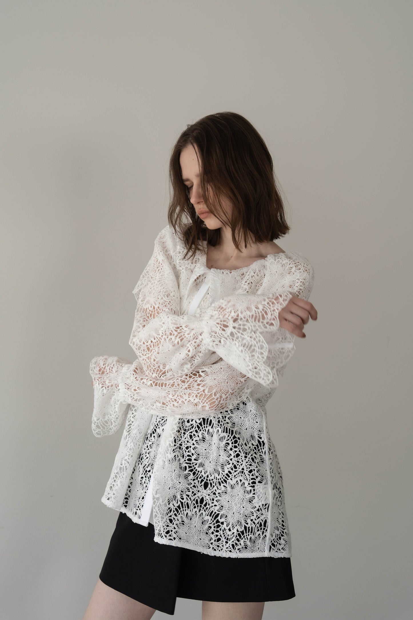 ビックカラーレースシャツ【WHITE】