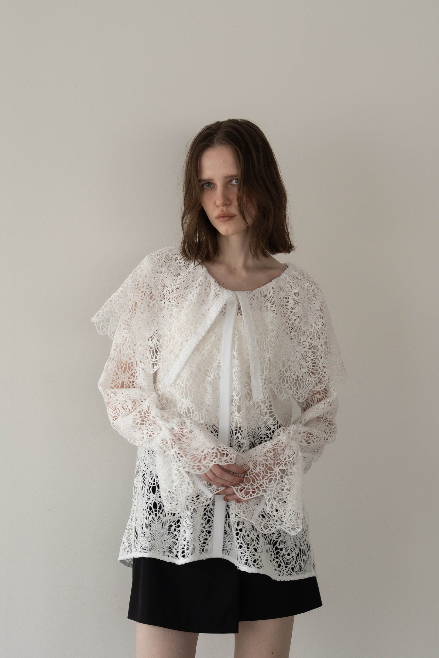 ビックカラーレースシャツ【WHITE】