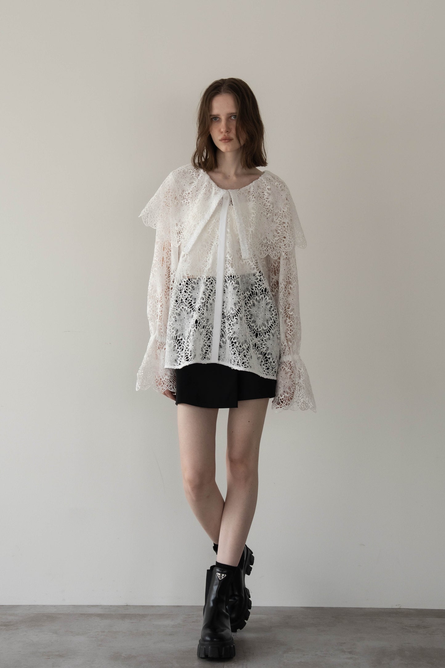 ビックカラーレースシャツ【WHITE】