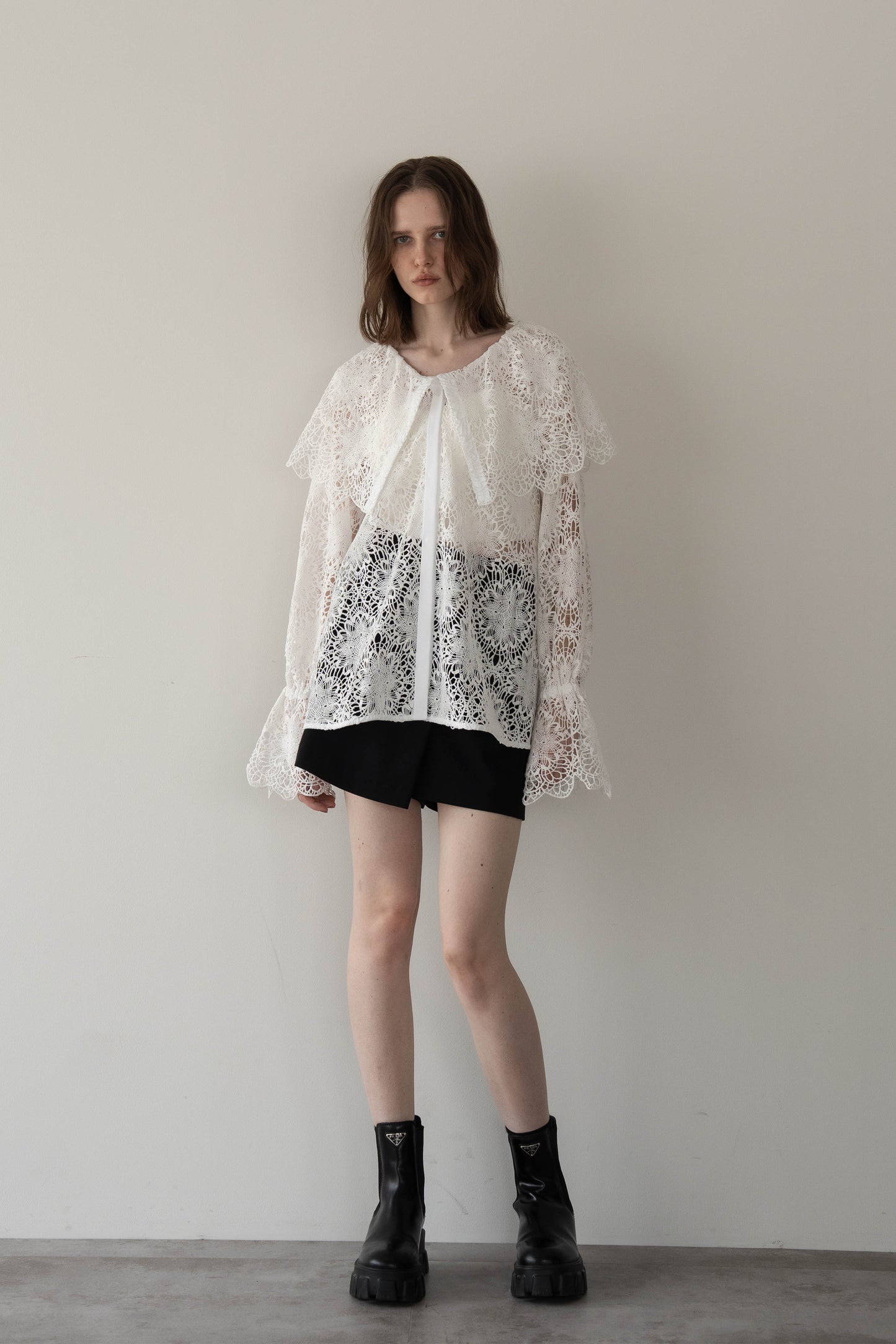 ビックカラーレースシャツ【WHITE】