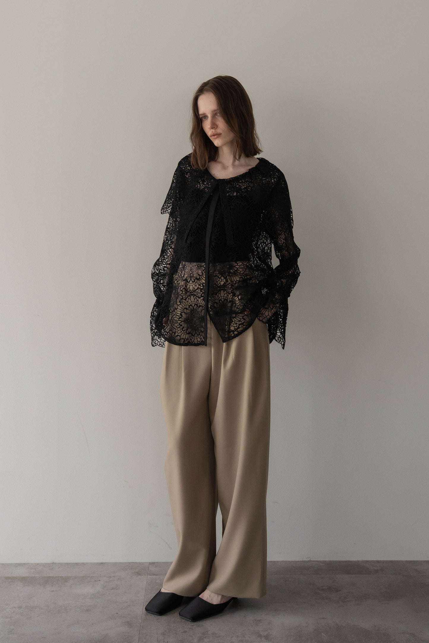 ビックカラーレースシャツ【BLACK】 – ELLIE