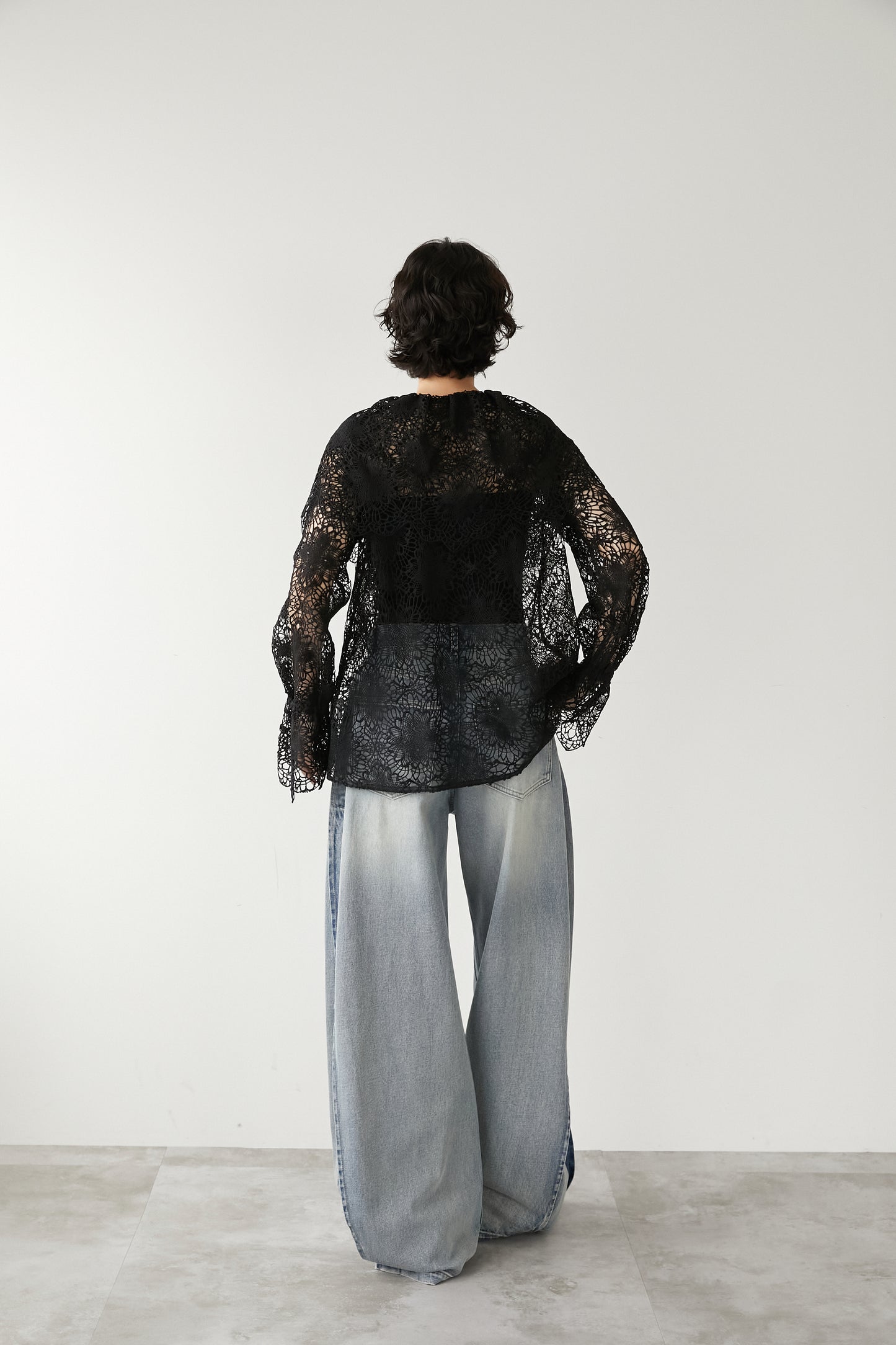 ビックカラーレースシャツ【BLACK】