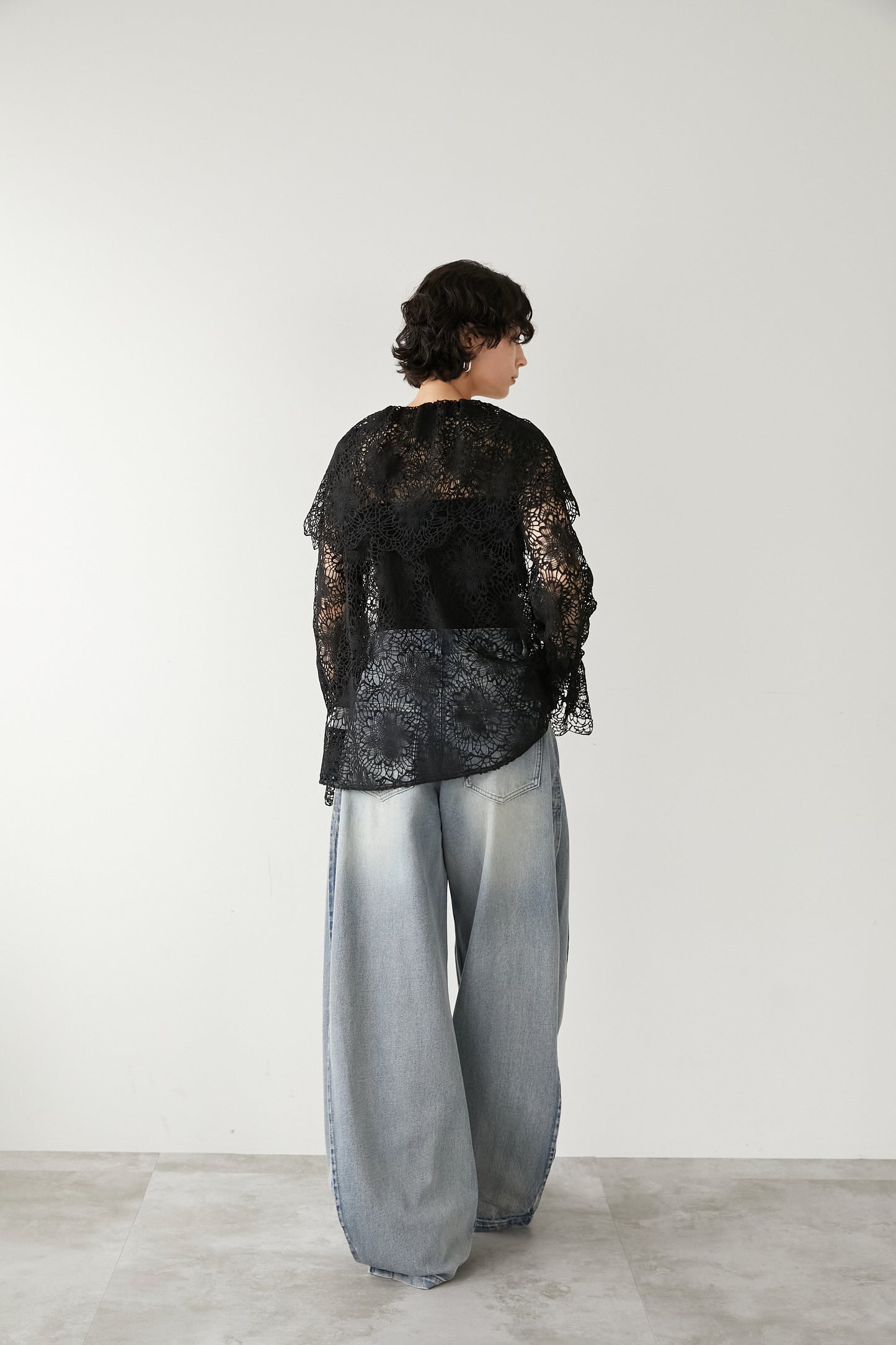 ビックカラーレースシャツ【BLACK】