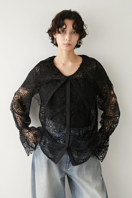 ビックカラーレースシャツ【BLACK】