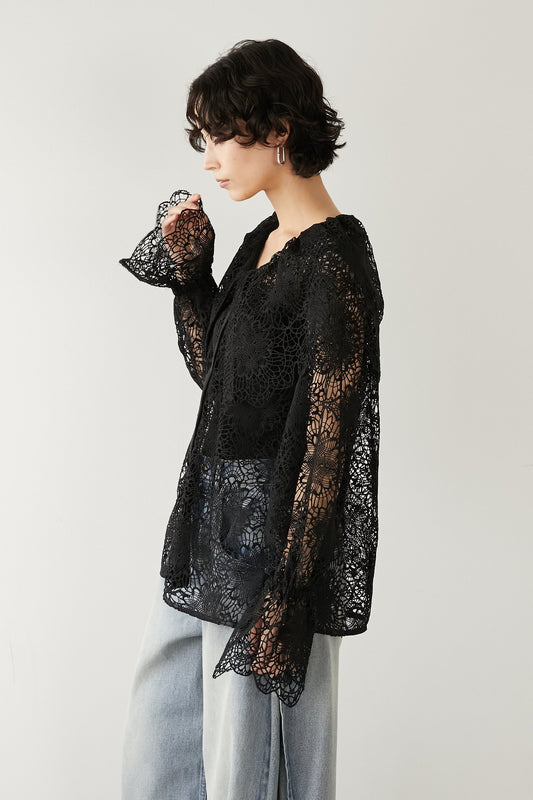 ビックカラーレースシャツ【BLACK】