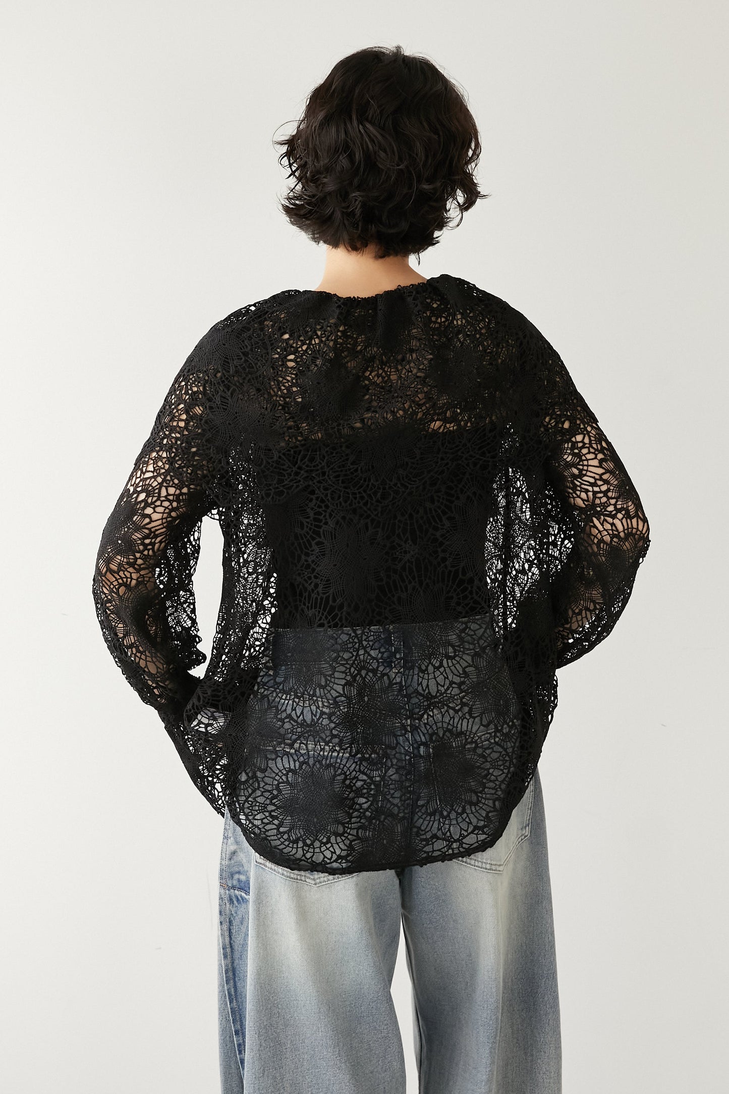 ビックカラーレースシャツ【BLACK】