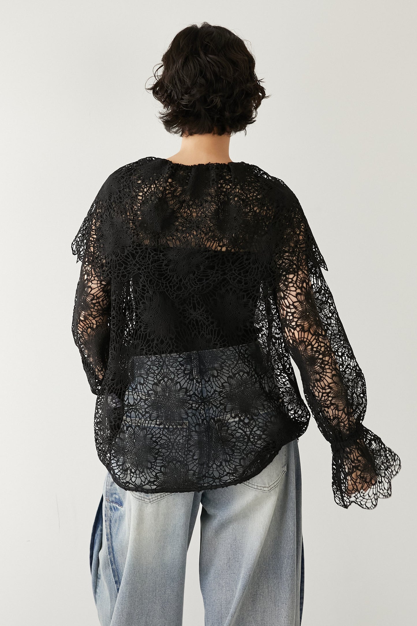 ビックカラーレースシャツ【BLACK】