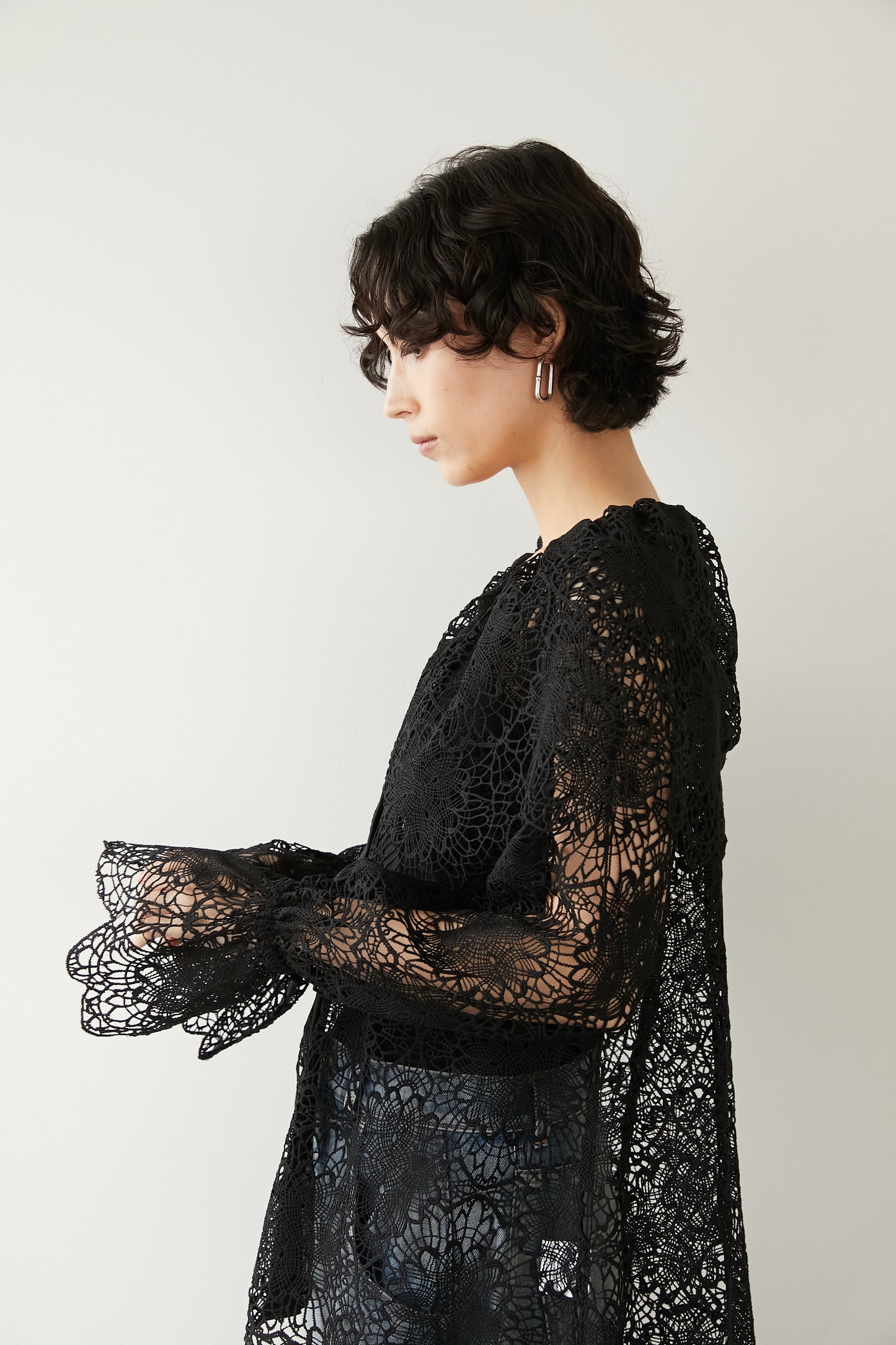 ビックカラーレースシャツ【BLACK】