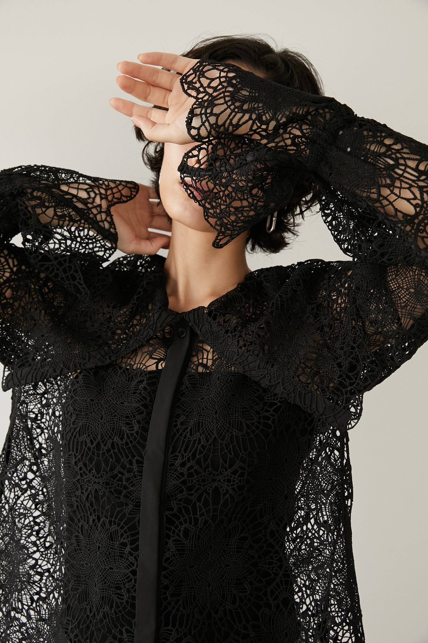 ビックカラーレースシャツ【BLACK】