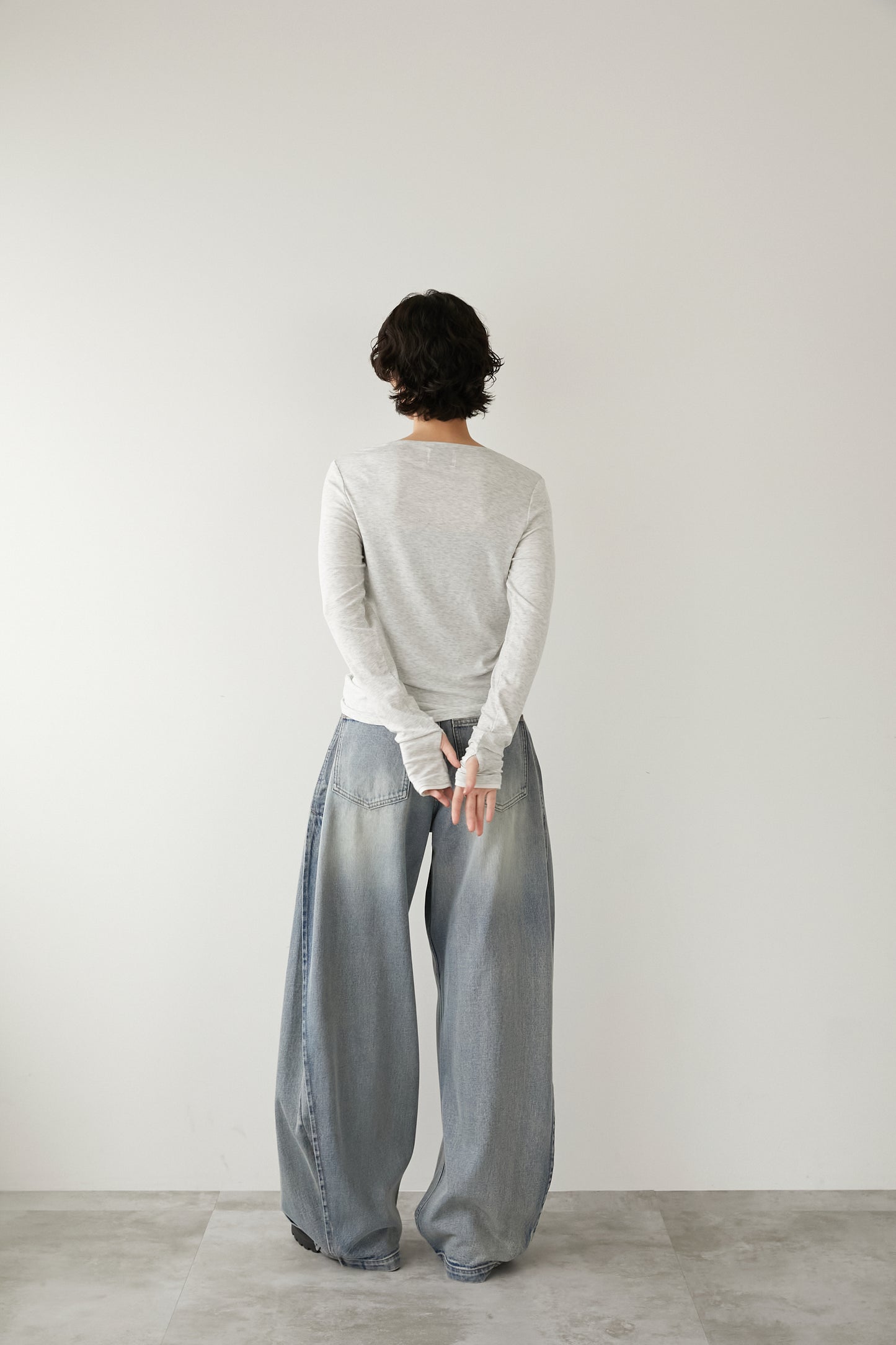 ヘンリーネックカットソー【GRAY】