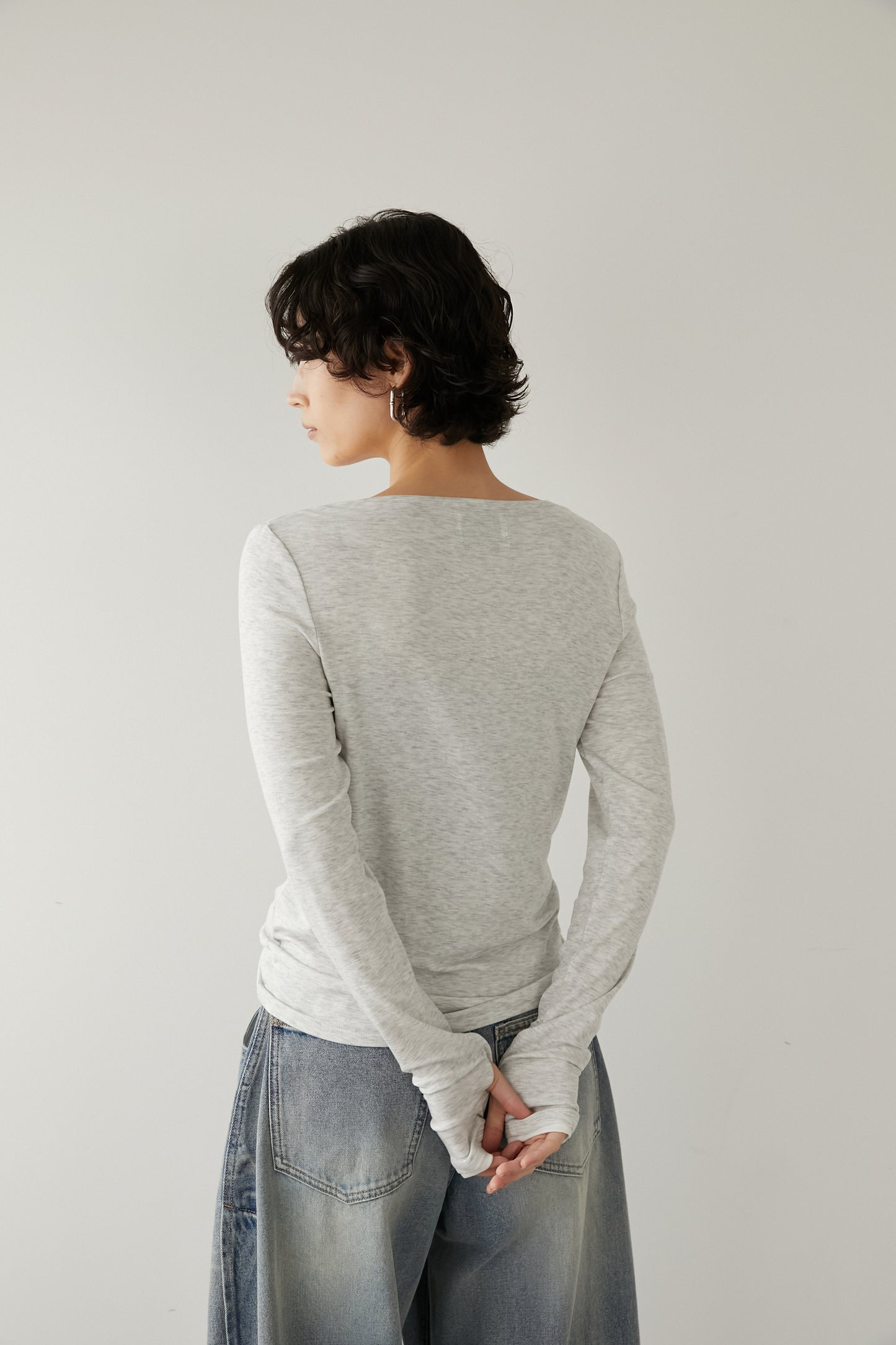 ヘンリーネックカットソー【GRAY】