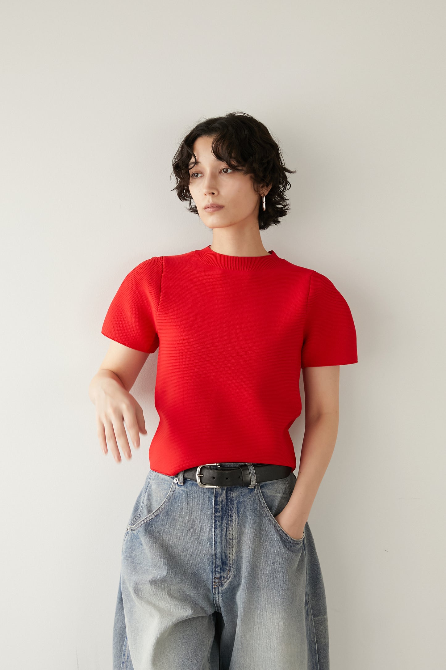 パフスリーブニット【RED】
