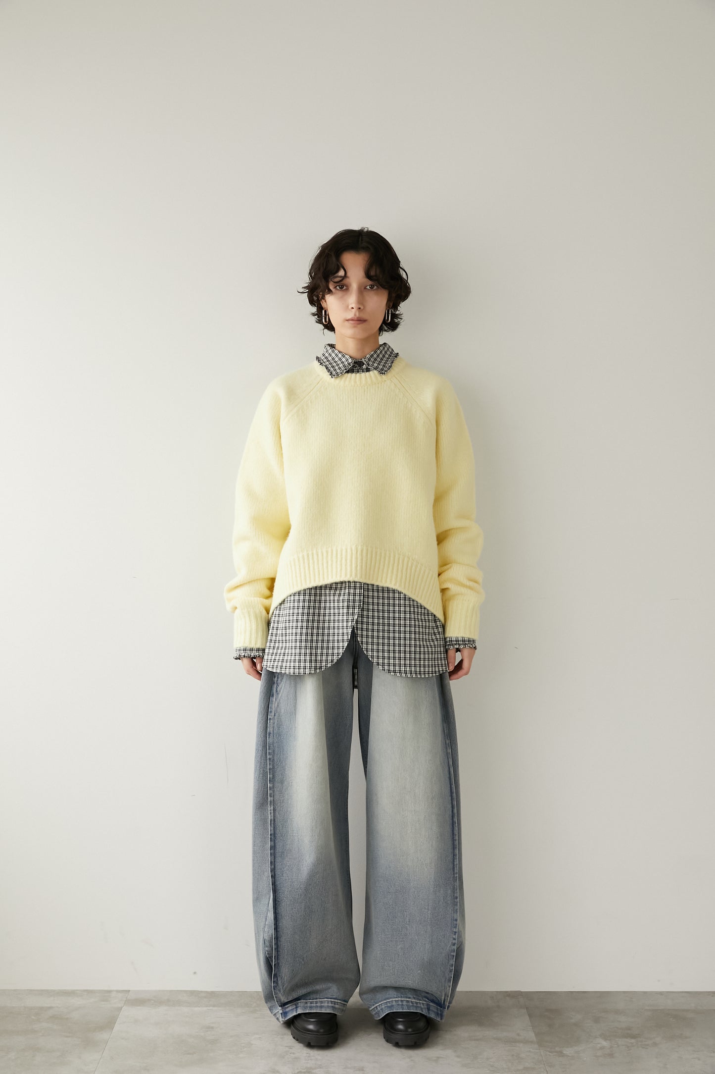 オーバークルーネックニット【YELLOW】