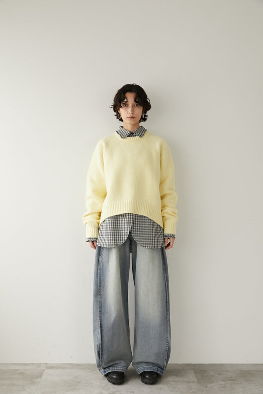 オーバークルーネックニット【YELLOW】