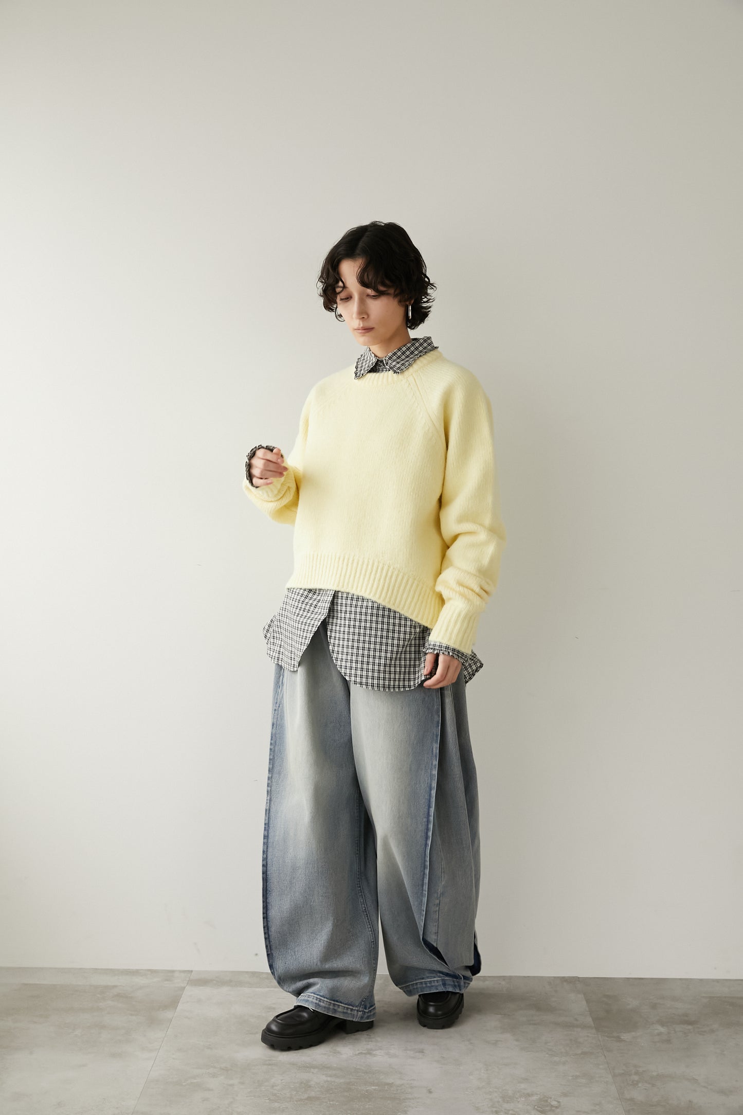 オーバークルーネックニット【YELLOW】