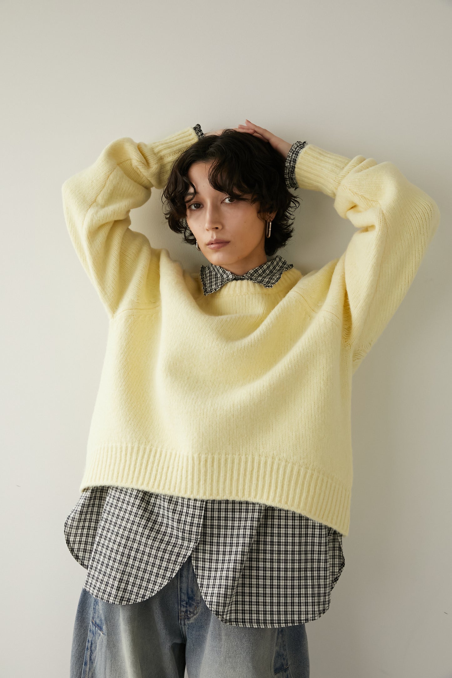 オーバークルーネックニット【YELLOW】