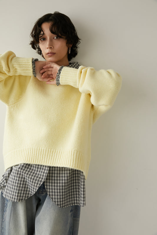 オーバークルーネックニット【YELLOW】