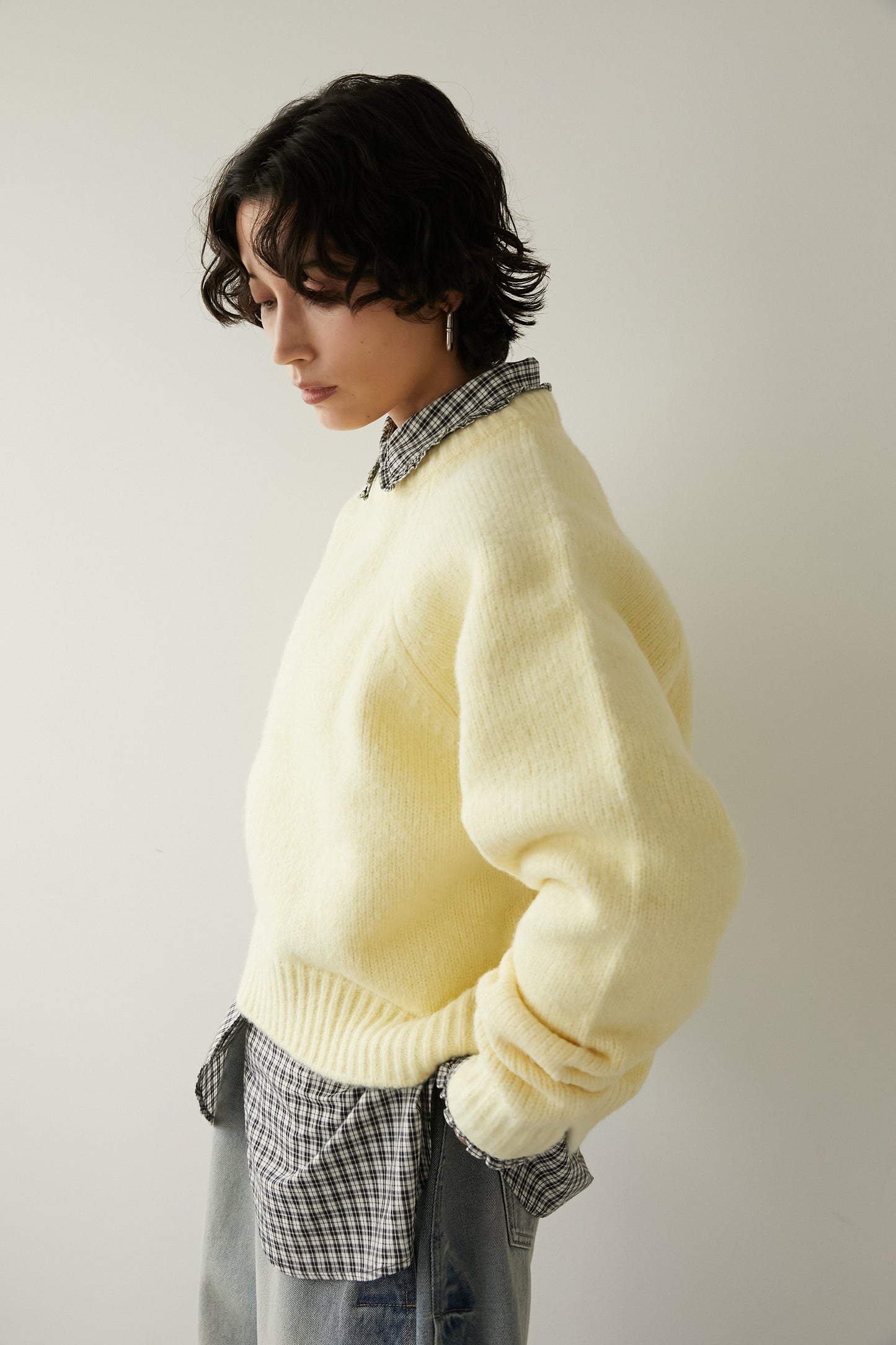 オーバークルーネックニット【YELLOW】