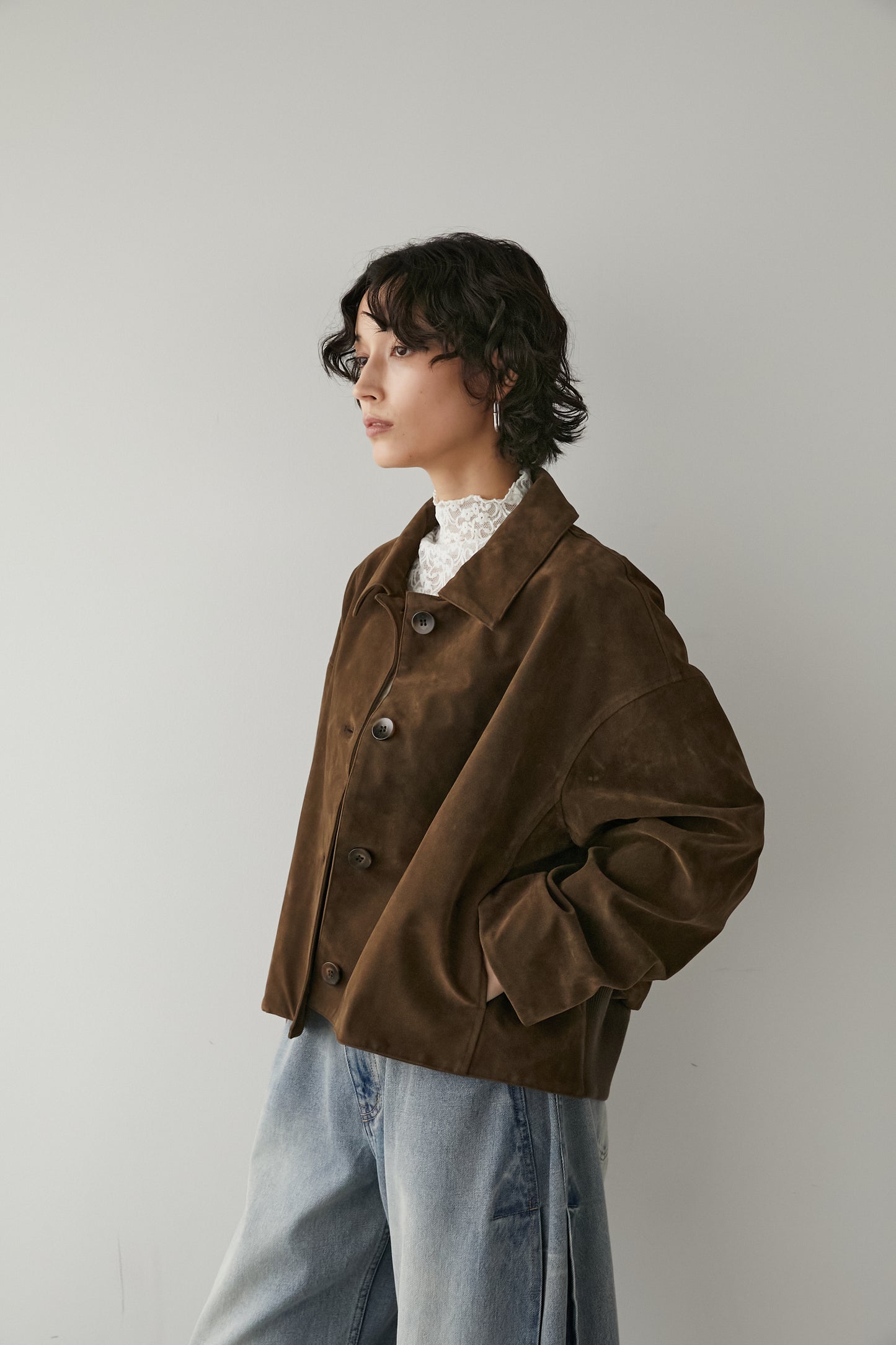 スエードライクブルゾン【BROWN】