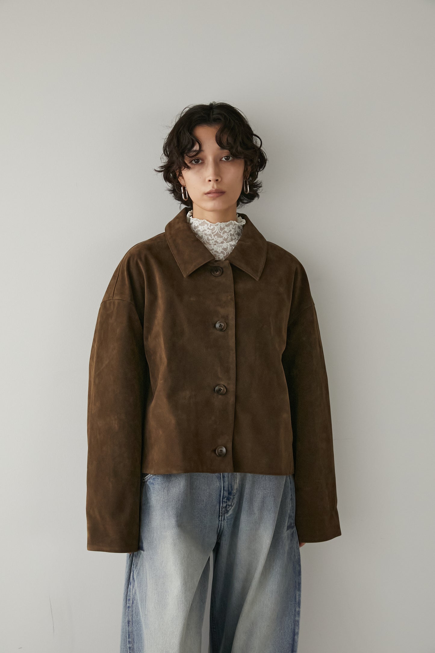 スエードライクブルゾン【BROWN】