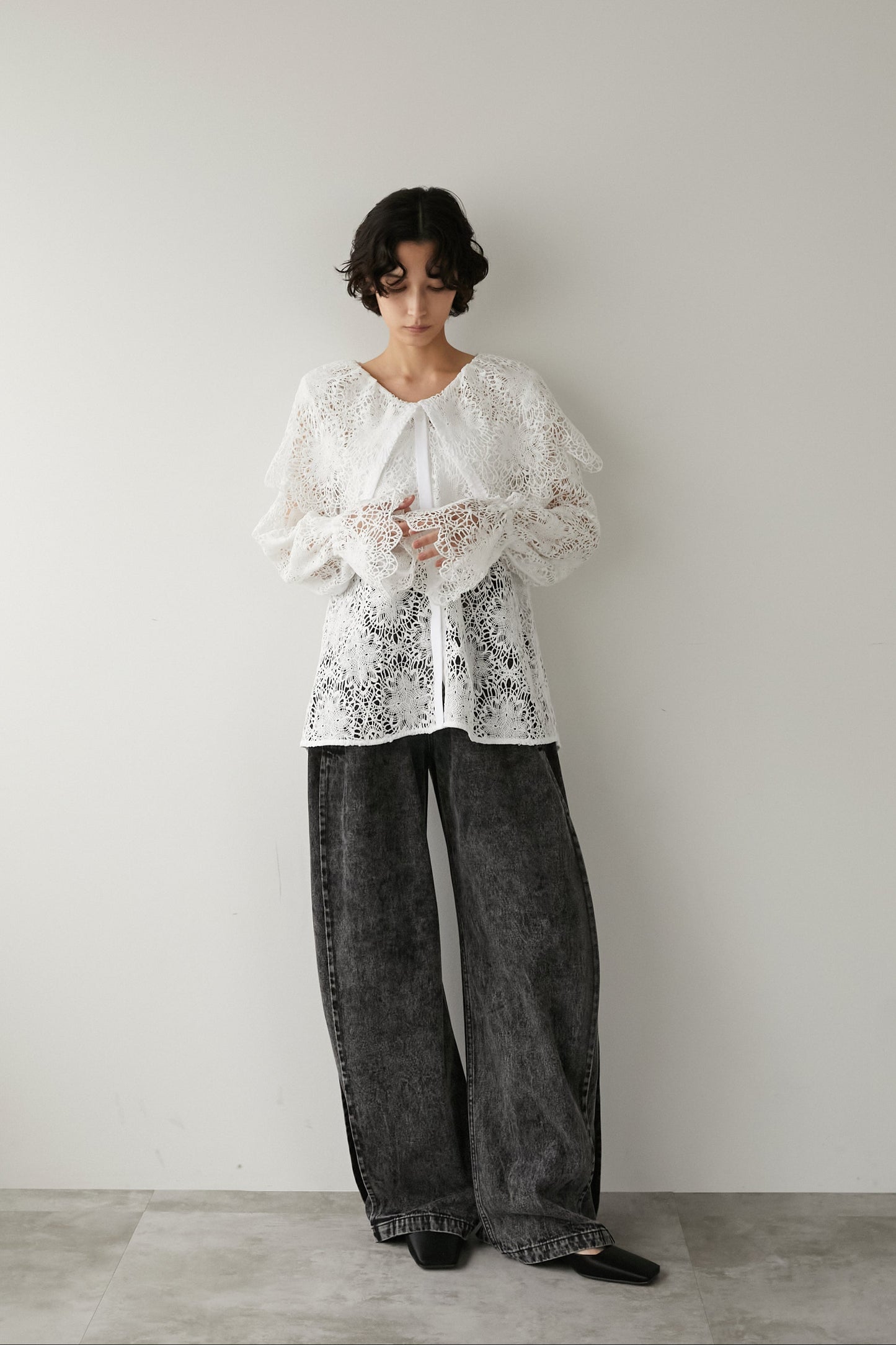 ビックカラーレースシャツ【WHITE】