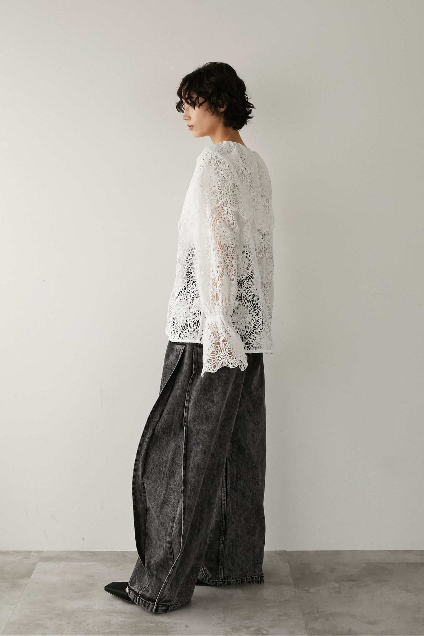 ビックカラーレースシャツ【WHITE】