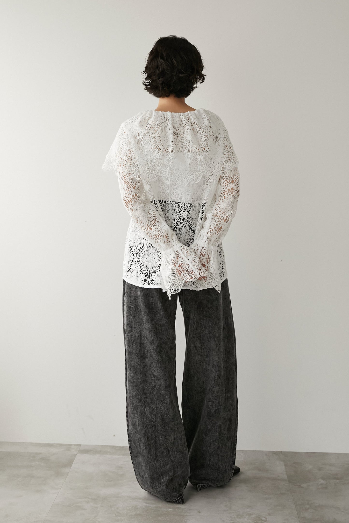 ビックカラーレースシャツ【WHITE】