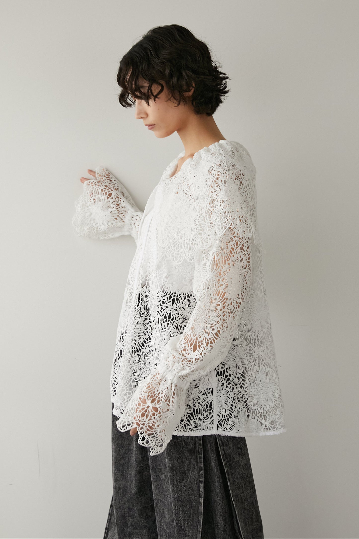 ビックカラーレースシャツ【WHITE】