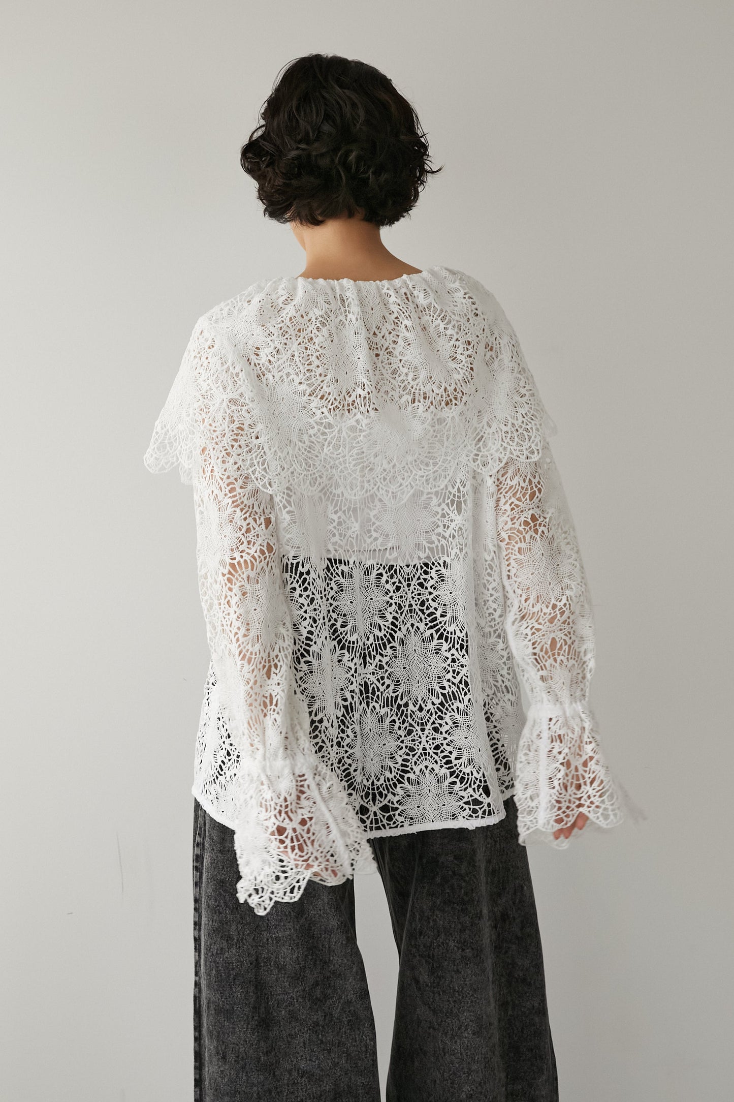 ビックカラーレースシャツ【WHITE】
