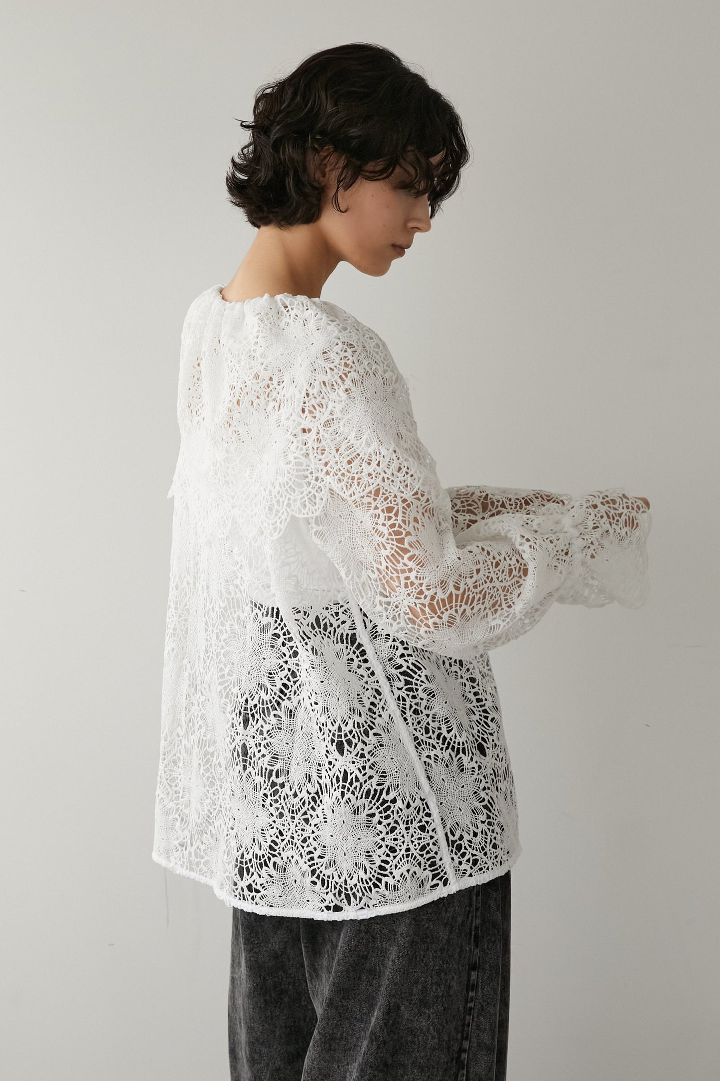 ビックカラーレースシャツ【WHITE】