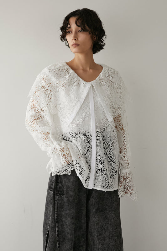 ビックカラーレースシャツ【WHITE】