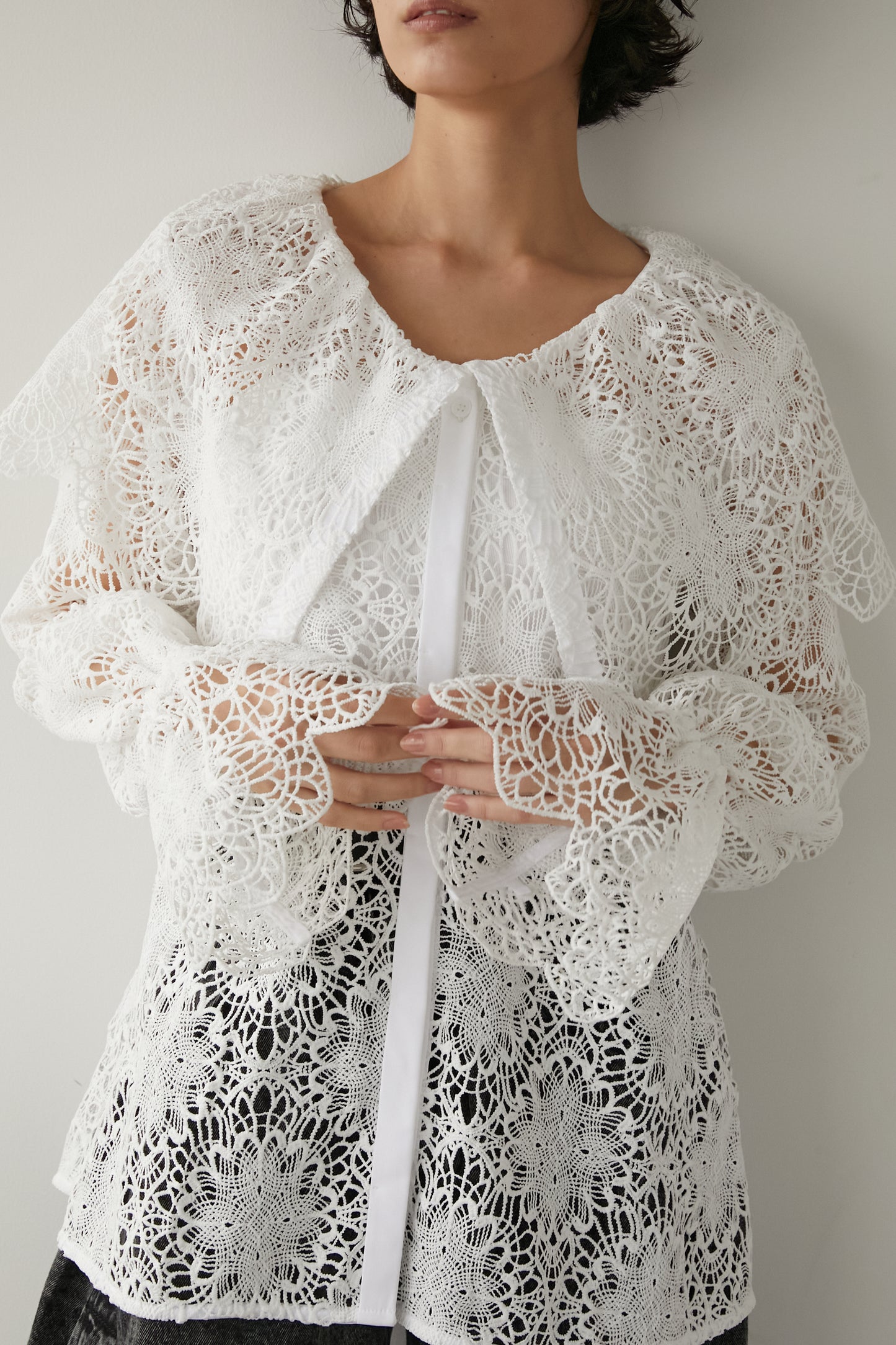 ビックカラーレースシャツ【WHITE】