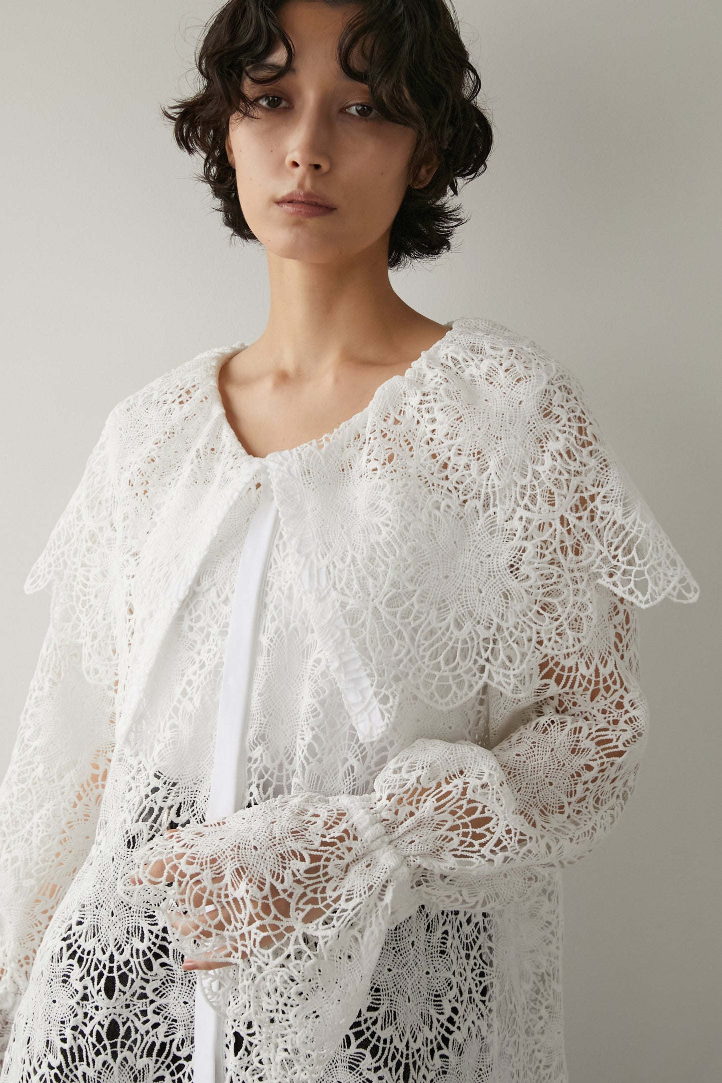 ビックカラーレースシャツ【WHITE】