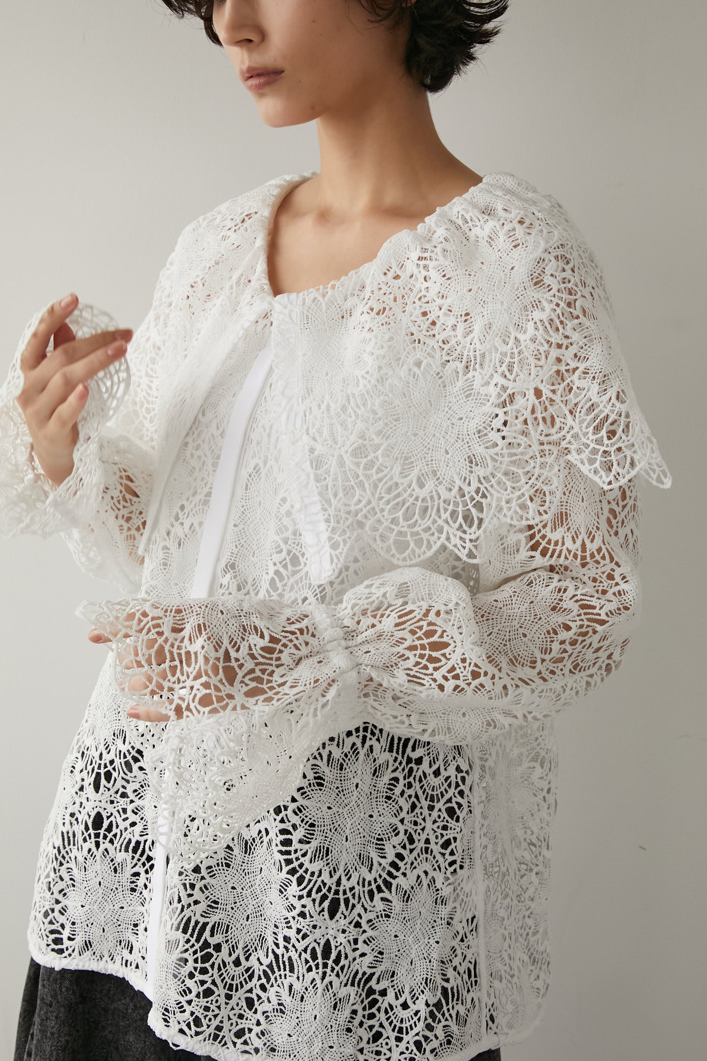 ビックカラーレースシャツ【WHITE】