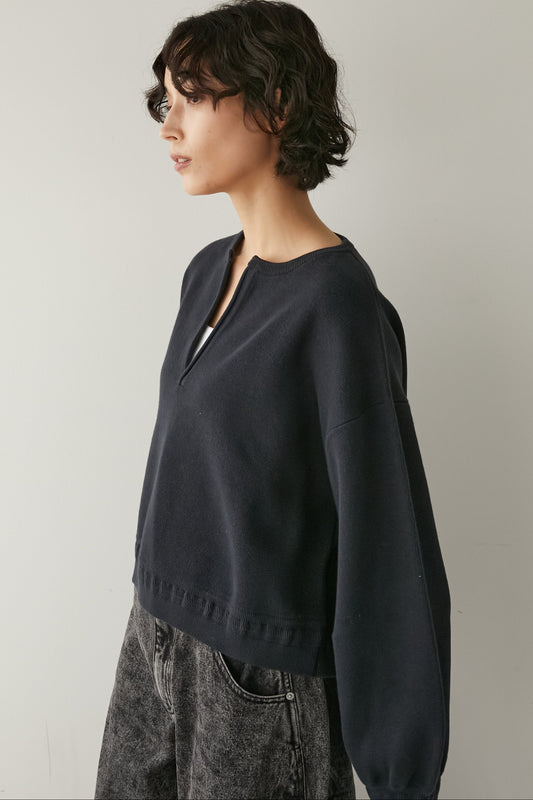 スキッパーニットトップス【NAVY】