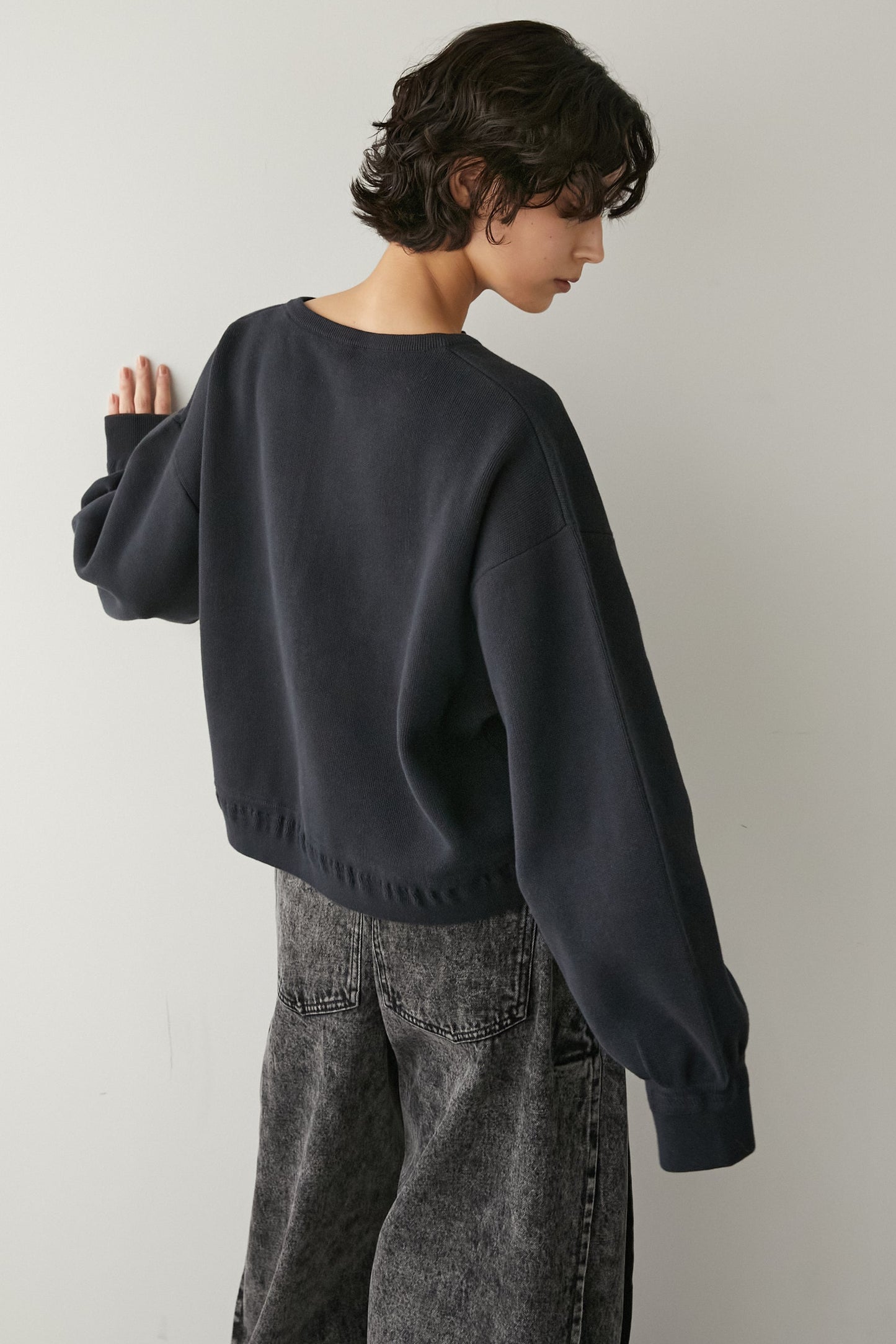 スキッパーニットトップス【NAVY】